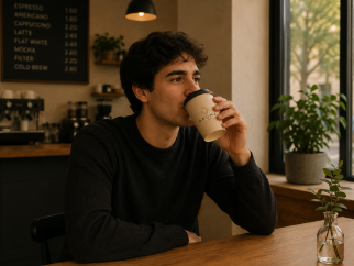 Barista preparando espresso en la barra